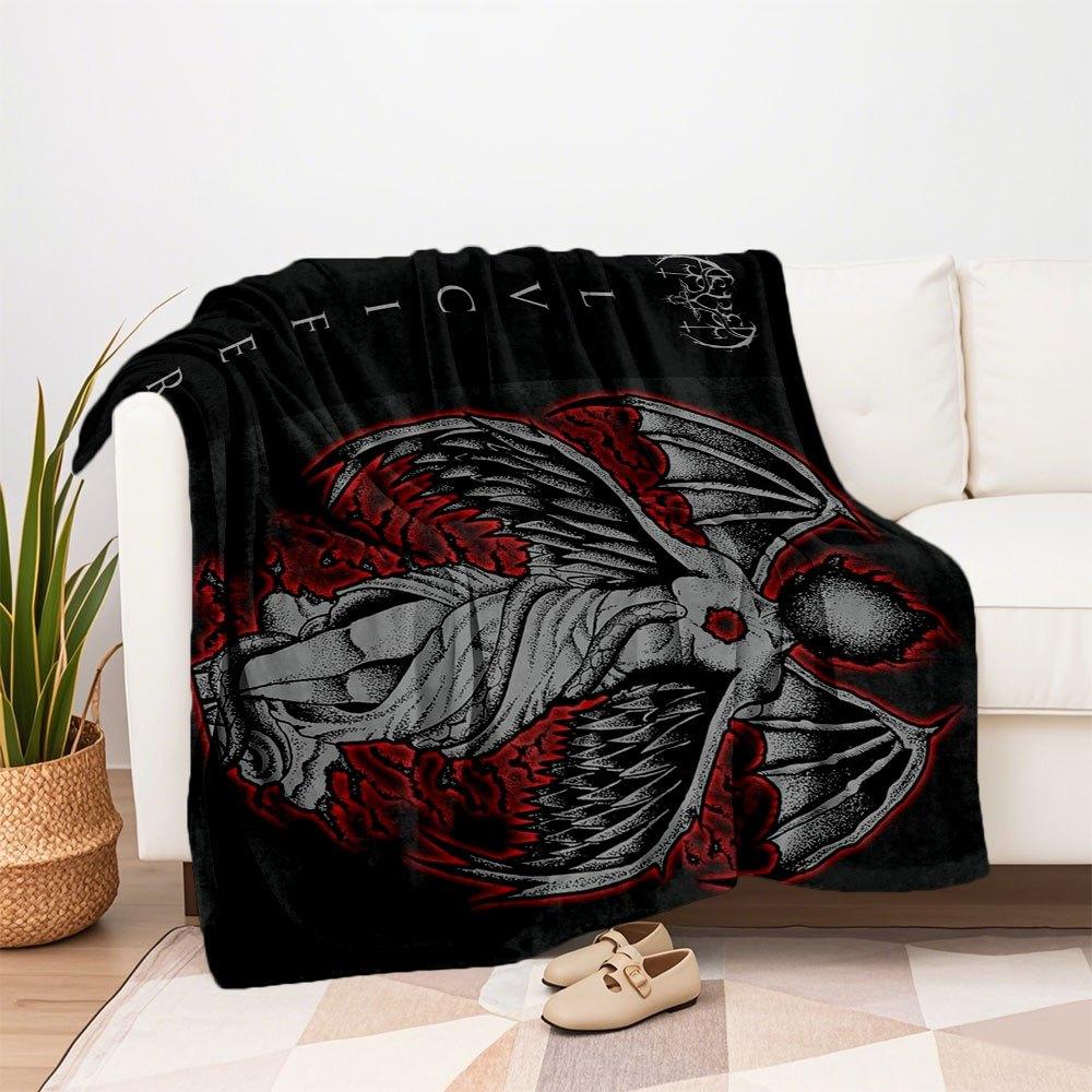 "Revel: Fiery Wings of the Fallen Angel T-Shirt"Blanket Flannel Throw Blanket for Sofa, Bed, Travel, Camping, Office, Couch, Chair, And Bed