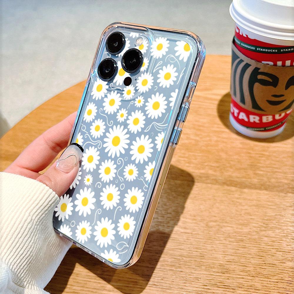 Daisy Flower Seamless Pattern Transparent soft TPU Phone Case for Xiaomi Redmi Note 15 14 13 12 11 10 Pro Plus 4G 5G Soft Cover