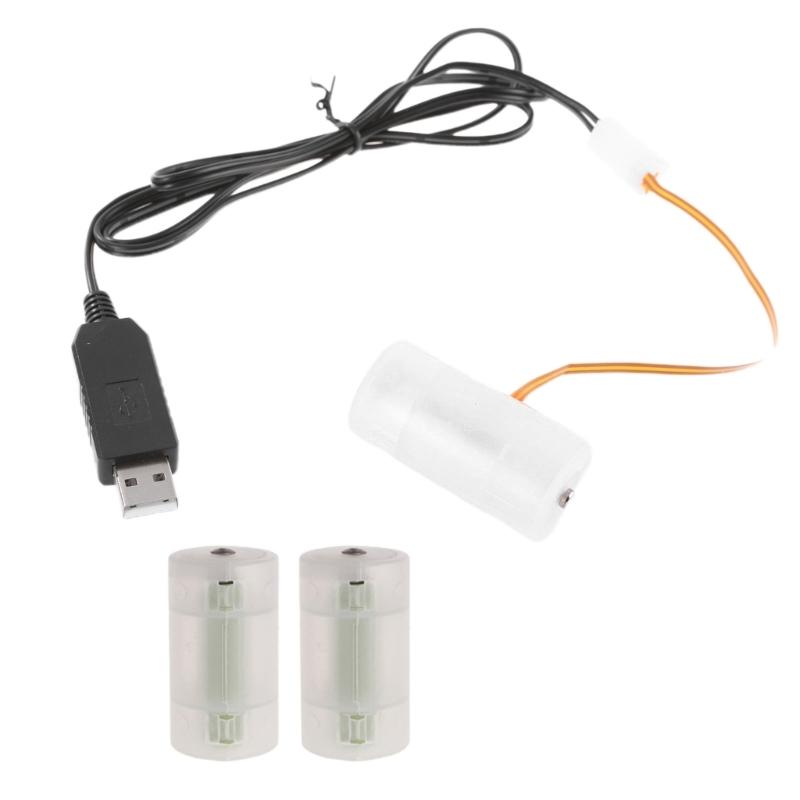 

USB Power Converters Battery Eliminators Cable Replace 3Pcs 1.5V LR14 C Connect Cable for LED Light