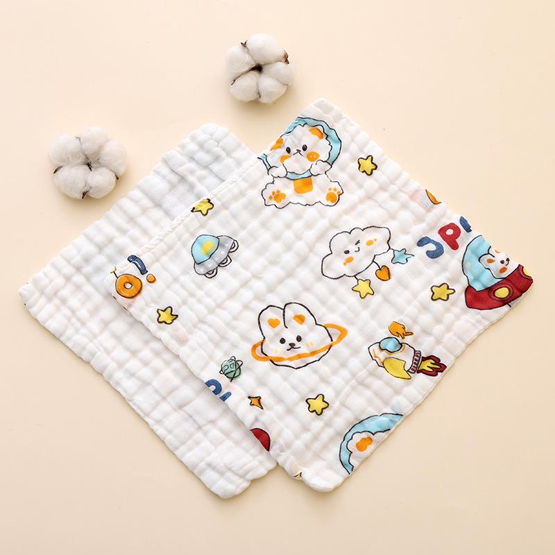 

High-Density Cotton Cartoon Drool Bib and Washcloth for Infants and Toddlers 25x25 CM