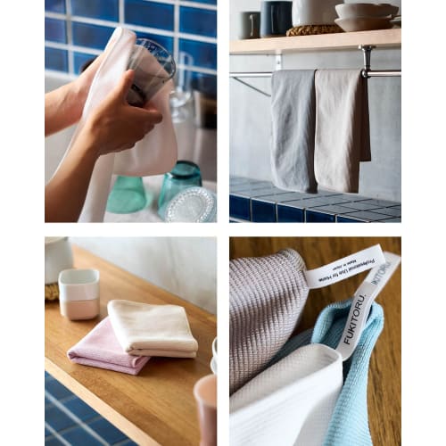 FUKITORU. Professional-grade dish towels, highly absorbent, kitchen towels, set of 2, 30x45cm, made in Japan, with hook-and-loop fasteners. Easily wip