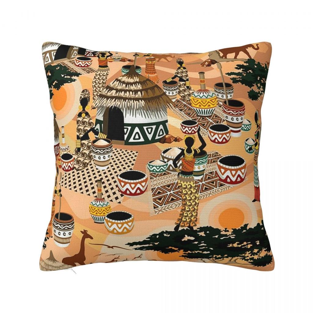 Vintage Home Women Africa Square Pillowcase Cushion Cover Pillow Case Throw Pillow Cover for Home Sofa Living Room