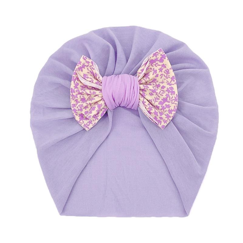 

New Infant Printed Bow Hat Children s Comfort Warm Hat Baby Fontanelle Hat Dome