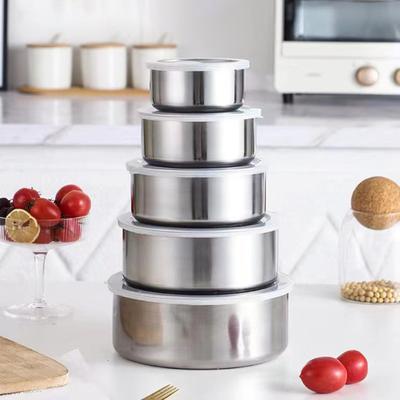 5Pcs Food Storage Bowl Easy To Clean Wear-resistant Stainless Steel Basin for Home Kitchen Restaurant