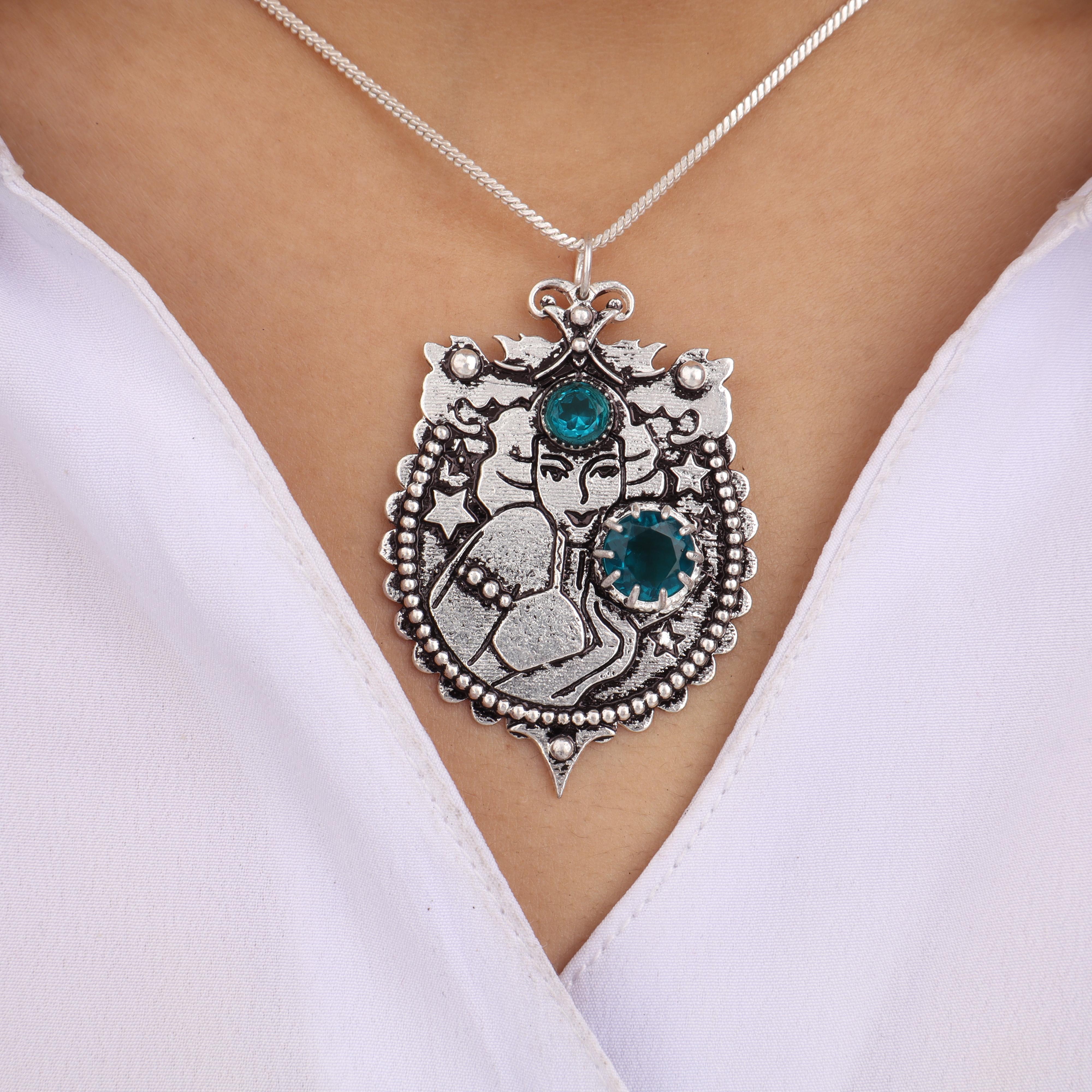 

Apatite Gemstone 925 Sterling Silver Designer Women Wedding Pendant 1.7 For Bride CP-44-11