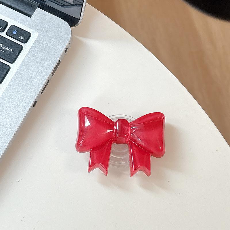 Solid Color Bow Mobile Phone Airbag Bracket Paste Retractable Ring Girl Desktop Drama Support