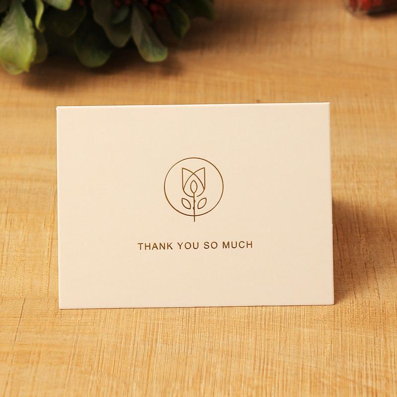 

10pcs/pack of High-end Hot Stamping Holiday Greeting Cards with White Envelope, Thank You Card for Fresh Flower Shop