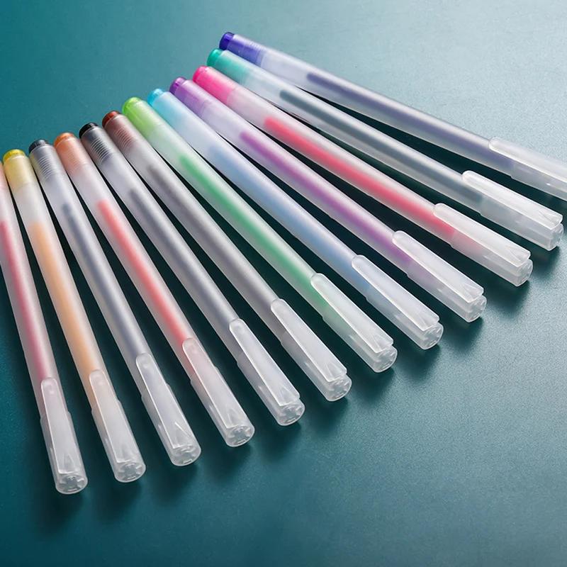 12 Colors/Set Simple Colored Ink Gel Pen Multicolor Ballpoint Pen 0.5mm Student Drawing Writing Neutral Stationery Supplies