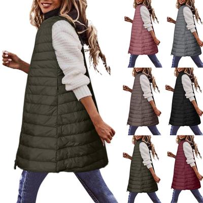 Fashionable Women's Long Down Vest Women's Casual Sleeveless Hooded Down Vest Jacket