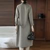 100% Wool Women Coat TIDENOVEL Autumn Wool Long Coat Handmade Pea Coat Winter Warm Wool Long Jacket Overcoat