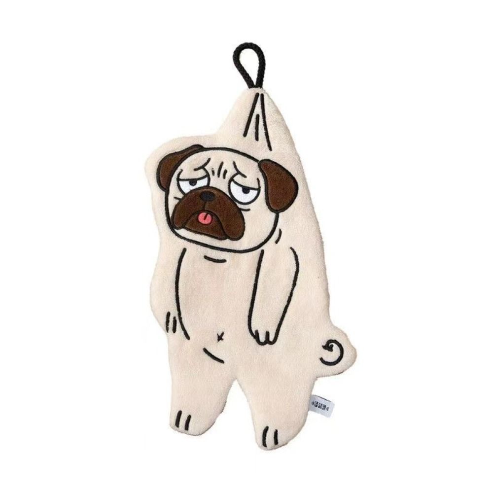 Hangable Hand Towels Super Absorbent Coral Fleece Kitchen Handkerchief Cute Cartoon Design Thickened Bathroom Kerchief