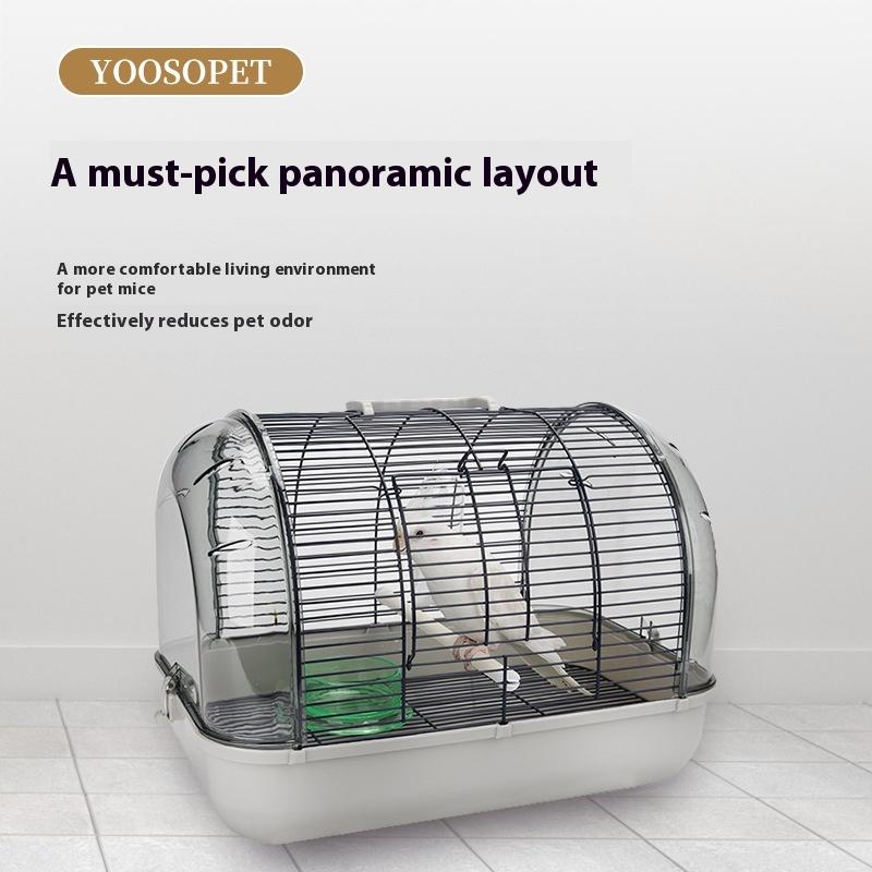 Premium Clear Parrot Carrier Cage Panoramic View Transport Case for Budgies Portable Bird Cage