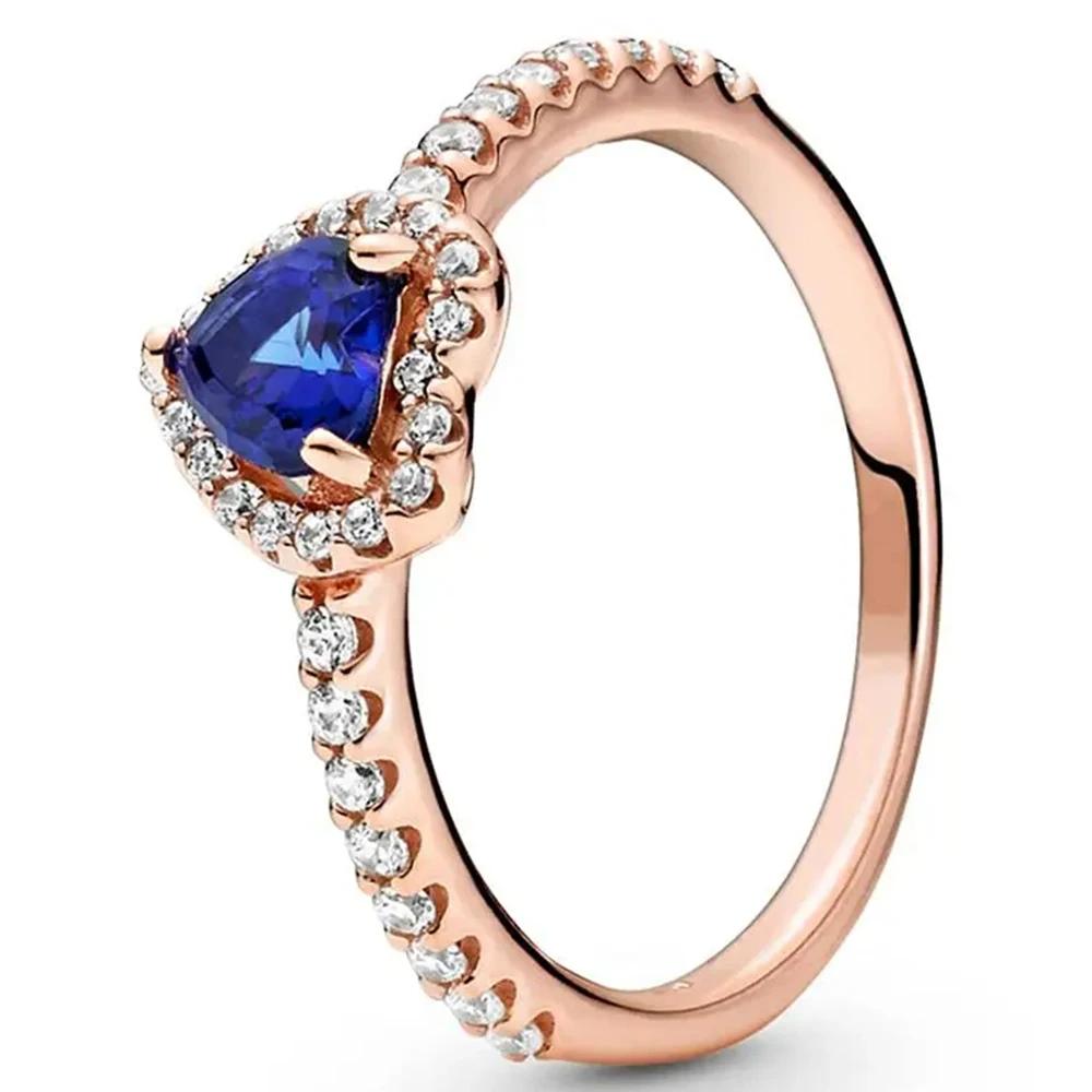 New Disney Fashion Sun Sapphire Couple Fit Pandora Birthday Gift Valentine's Day Limited Edition Ring