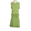 S Family 2025 Spring/Summer Olive Green Ruffle-Trim Sleeveless Knit Vest & Midi Skirt Set
