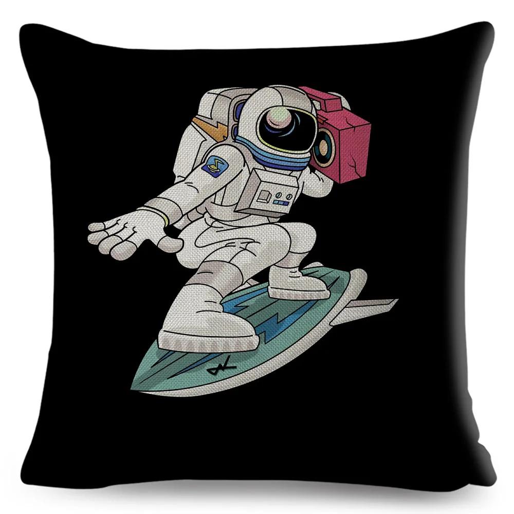 Cartoon Astronaut Sports Cushion Sofa Home Decoration Kids Room Planet Music Pillowcase
