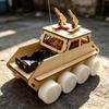 RemoteControl Tank Car Light Wood Finish Cut Wooden Vehicle Kit TurretRotating Top Piece DIY Armored