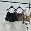 2025 Autumn/Winter Two-Tone Plaid Tweed Pleated Skirt - Low Waist, Slimming Retro College Style
