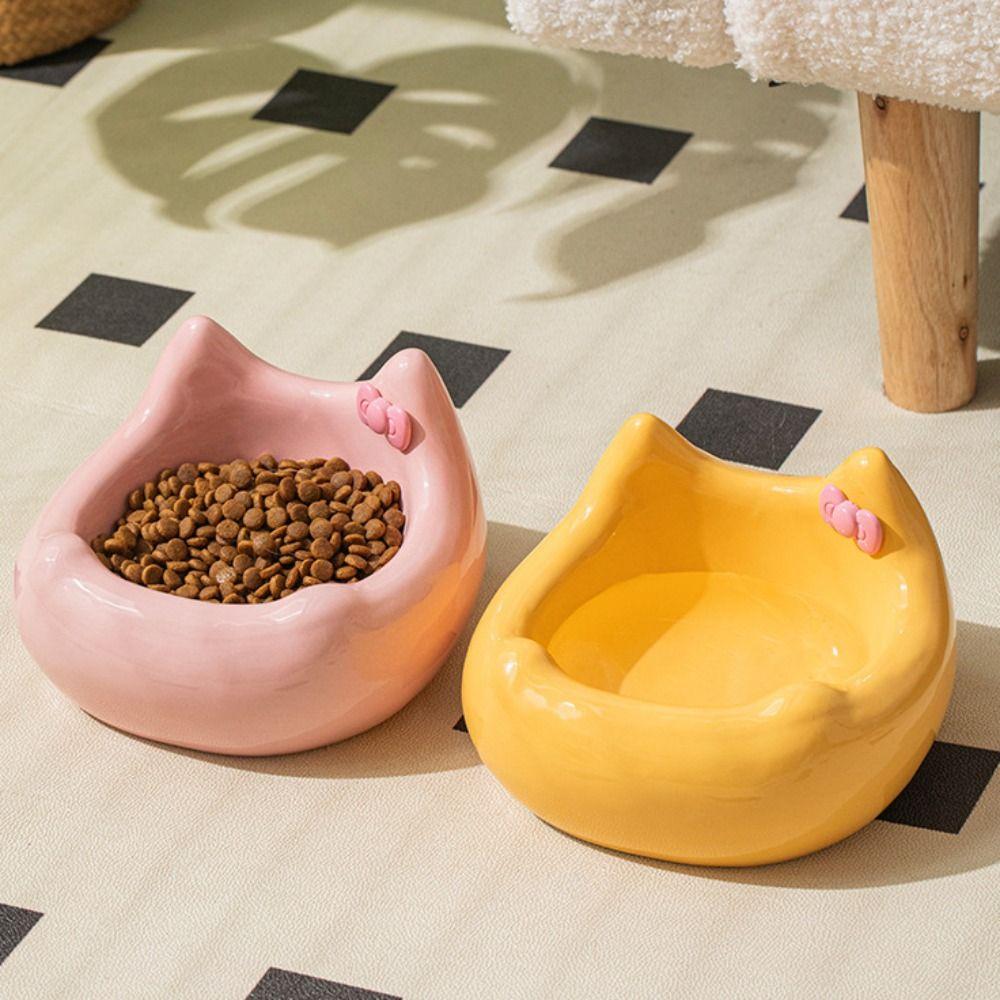 Ceramic Cat Bowl Cute Pet Drinking Feeder Food Dispenser Dog Food Feeding Basin  Neck Protection