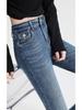 High-Waisted Slim Fit Micro Flare Blue Jeans: Fashionable Casual Style for Tall Women's Autumn/Winter Wardrobe.