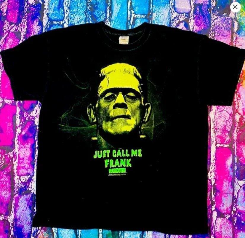 

Vintage Universal Studios Frankenstein Just Call Me Frank Horror Glow T-Shirt Unisex T-Shirt M