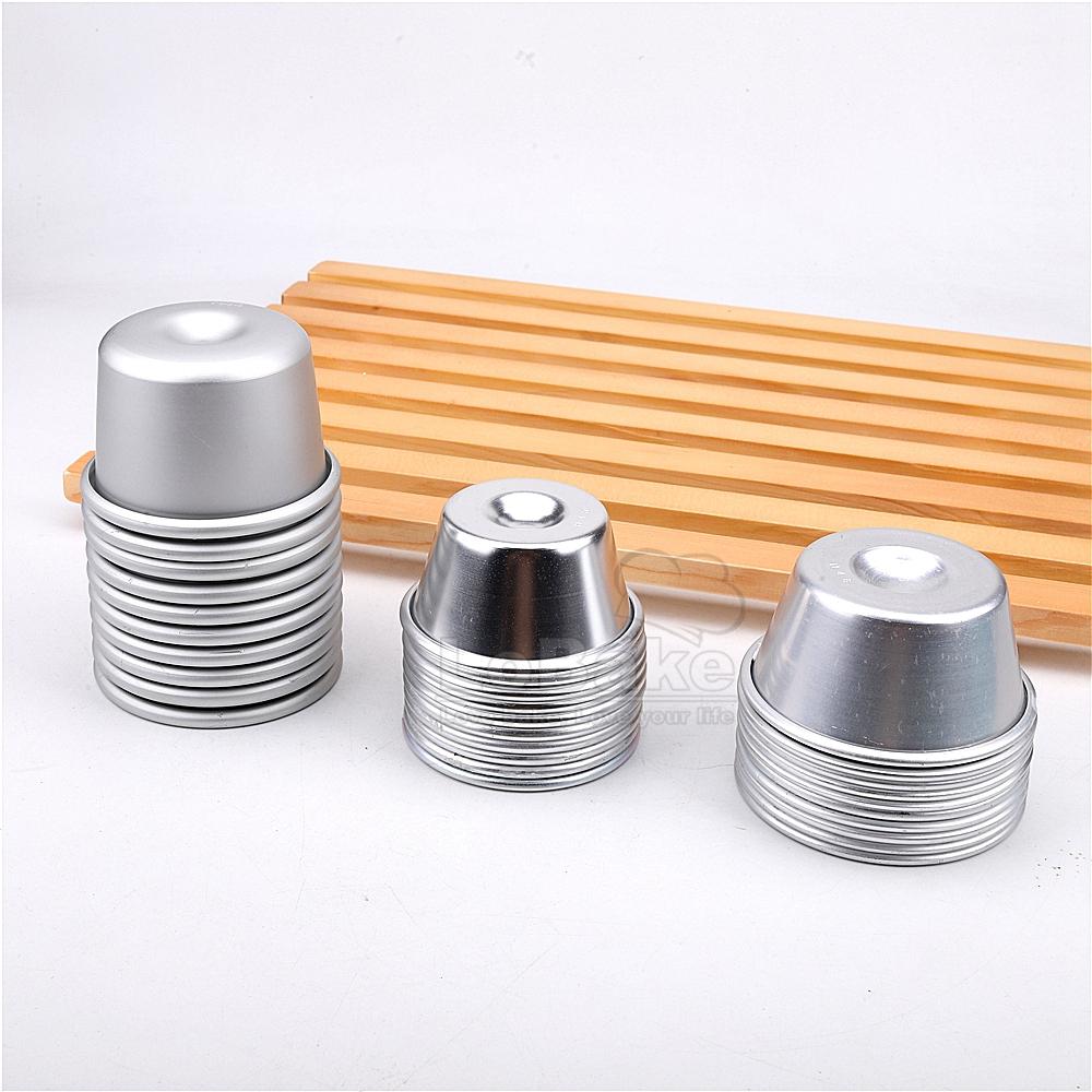 10pcs Concave Round Cup with Cavity Aluminium Cake Mould Steamed Mini Mousse Cheese Mold Egg Tart Holder DIY Baking Tools