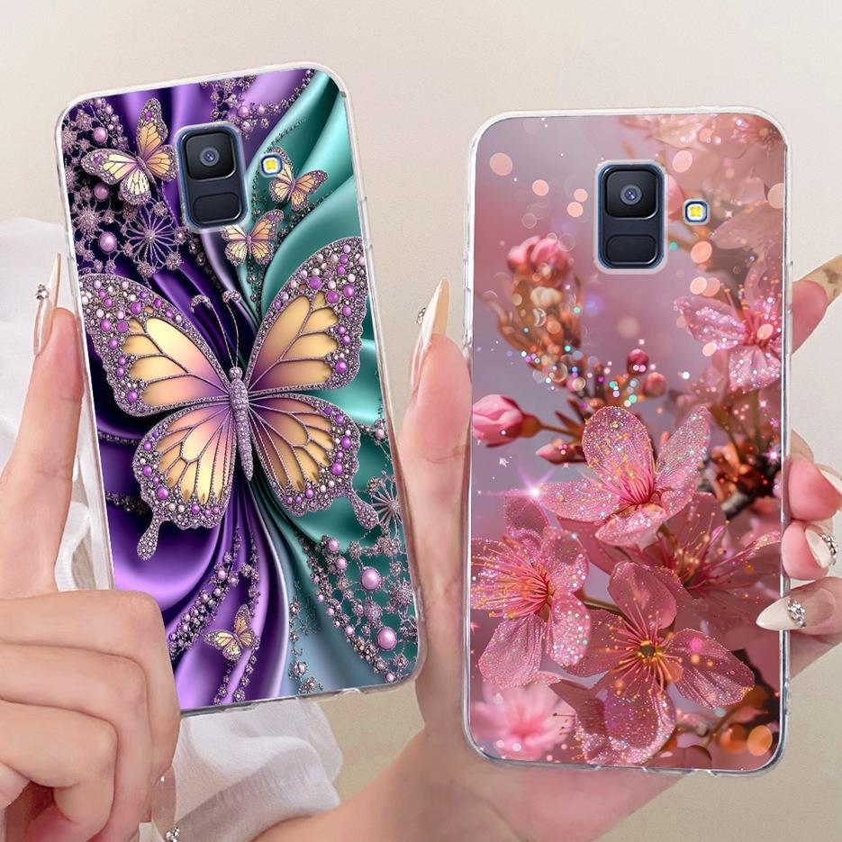 For Samsung Galaxy A6 2018 Case SM-A600F Luxury Butterfly Painted Cover Soft Silicone Shell For Samsung A6 Plus A6+ A605F Fundas