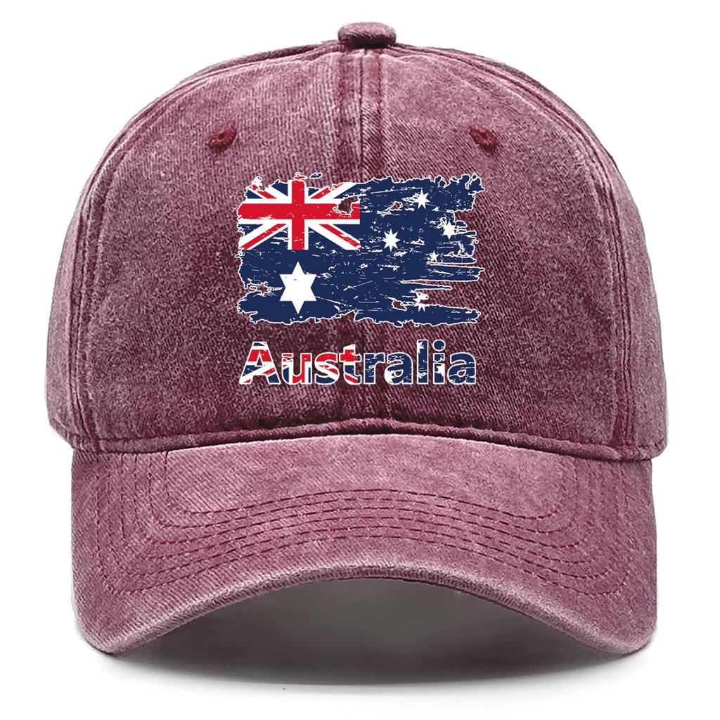 Retro Style Australian Flag Print Snapback Sun Hat Caps For Woman Washed Retro Vintage Adjustable Baseball Caps High Quality Cap