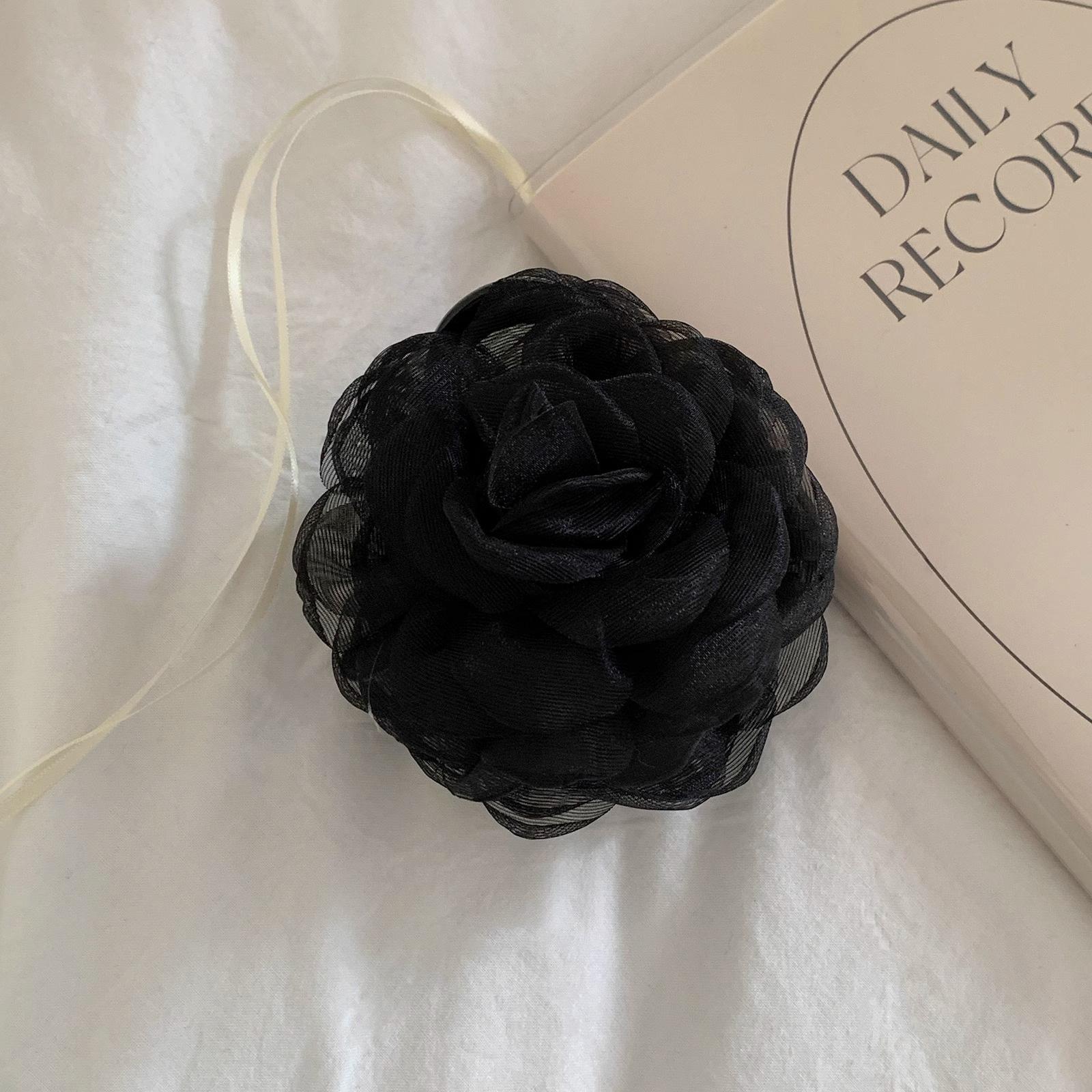 

French Romantic Organza Flower Clip With A High-end Feel New Gentle Temperament Hair At Back Of Head чёрный