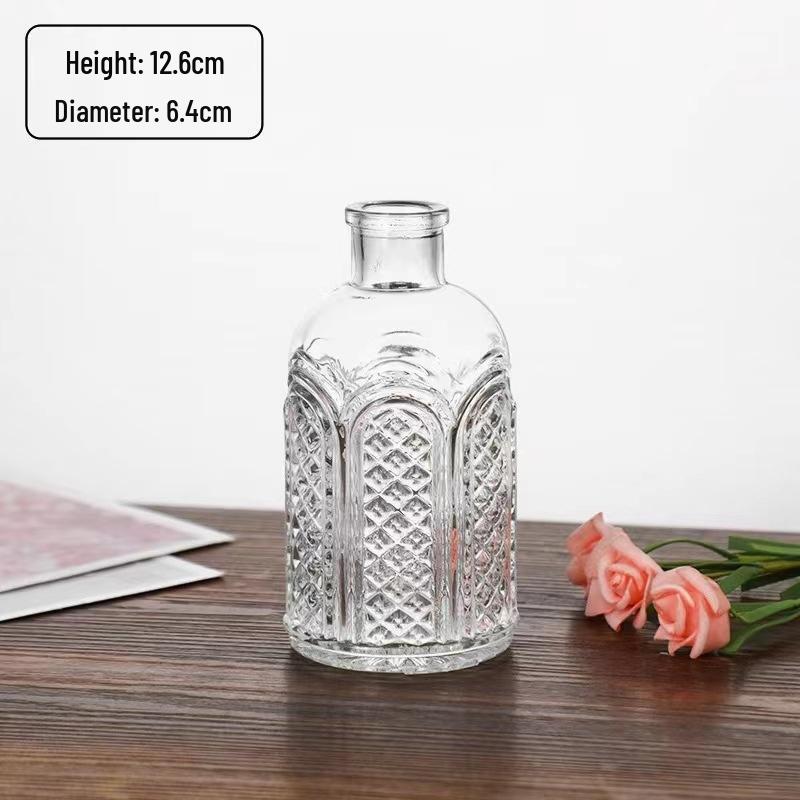 SEE KEAN Simple Transparent Striped Small Glass Vase