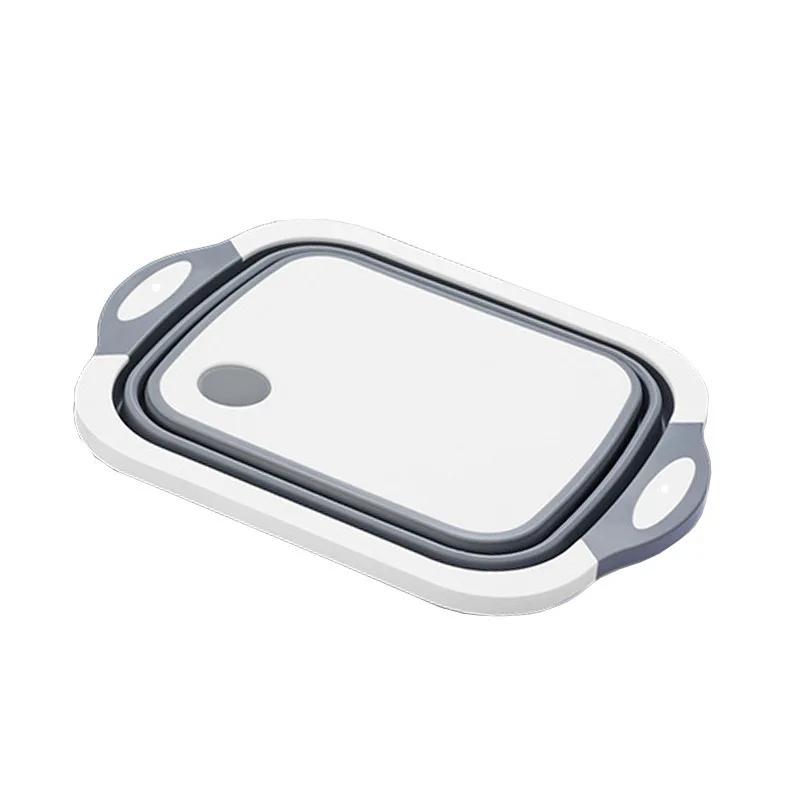 New Multi-function Folding Cutting Board Sink Collapsible Washing Basin Kitchen Draining Basket Non-slip Plastic Chopping Blocks