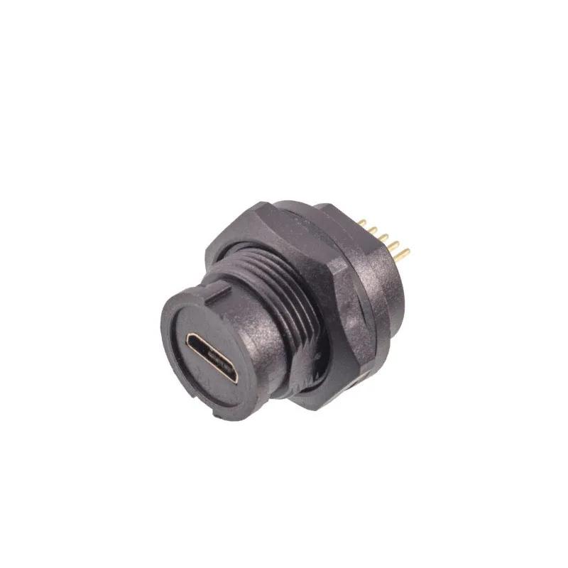 Outdoor Industrial USB Female Socket Jack Panel Solder Waterproof Micro USB Connector Data Adapter Automation Car IOT Medical