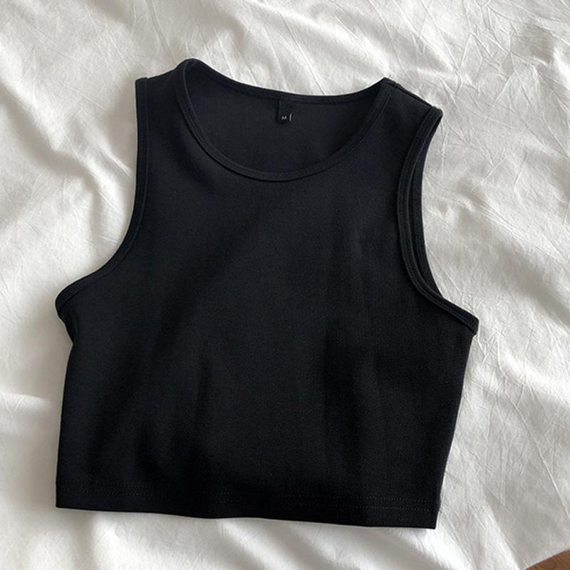 Letní nový dámský retro crop top s vysokým pasem zeštíhlující štíhlý krátký spodní top bez rukávů