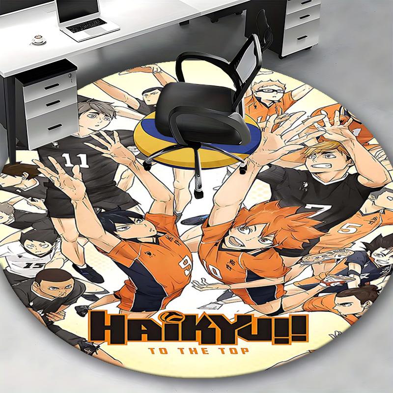 1pc Haikyuu!! To The Top Anime Volleyball Round Carpet Office Chair Mat, NonSlip Rug for Home Decor, Gaming Room, Bedroom
