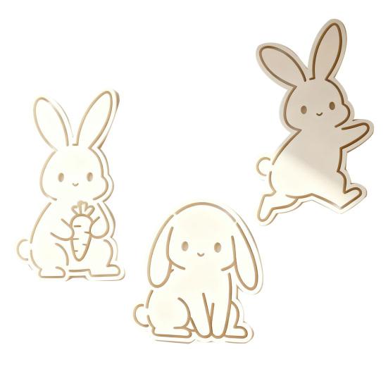 Cute Bunny Wall Decal Easter Wall Sticker Wooden Rabbit Animal Wall Art Decor