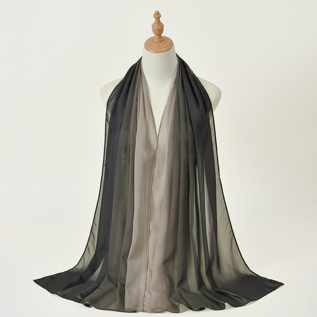 Summer Women Gradient Chiffon Hijab Scarf Long Shawl Muffler High Quality Fashion Muslim Headband Neckerchief 180*70Cm