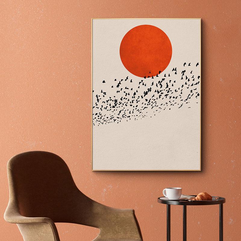 Poster abstract în stil nordic, imprimare peisaj de dimineață de iarnă, imagine de perete, pictură pe pânză, decor scandinav