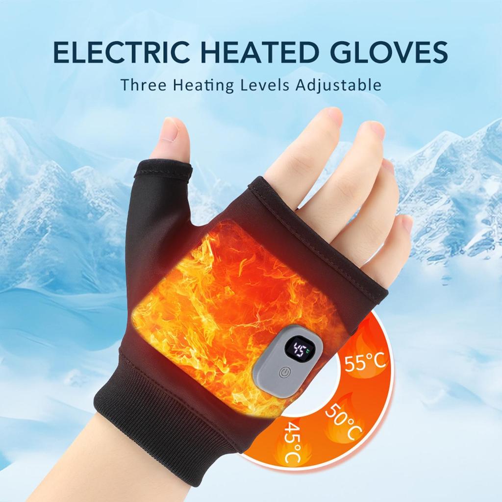 USB Electric Heating Gloves for Men Motorcycle Gloves for Outdoor Work Sports Fingerless Cycling Gloves for Driving Cycling