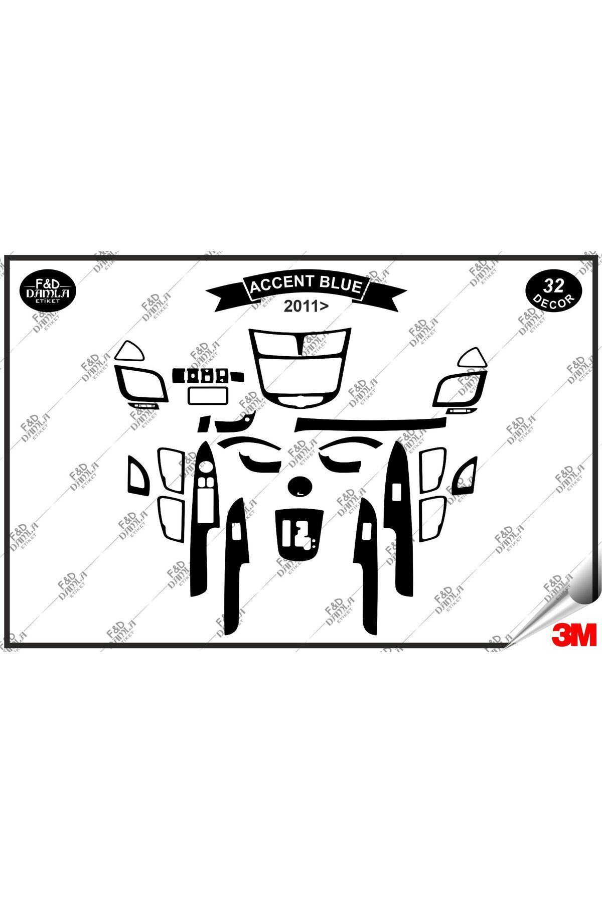 

Hyundaı Accent Blue 2011 Torpido Konsol Trim Göğüs Maun Kaplama Set 32 Parça Siyah