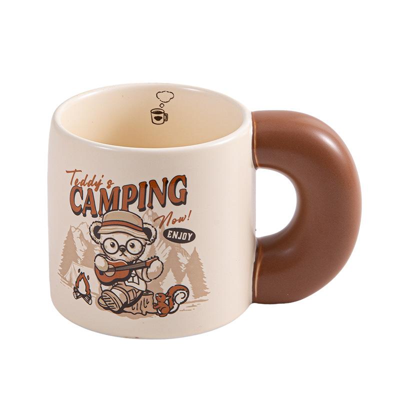 Camping Teddy Collection Ceramic Cup Large Capacity High Precision Mug Household Breakfast Cup Couple Cup Souvenir