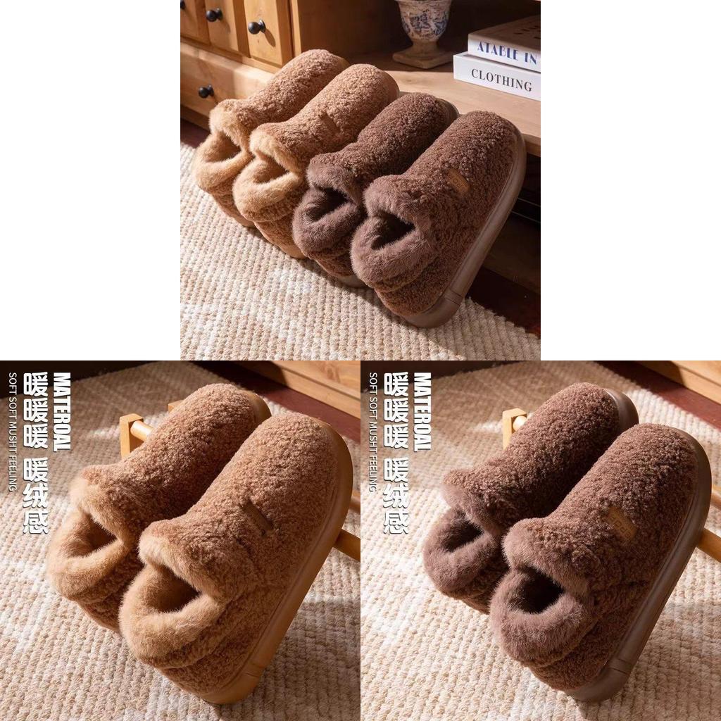 Indoor Plush Slippers For Women Men With Anti Slip Eva Sole Warm Thick Bottom Home Comfort