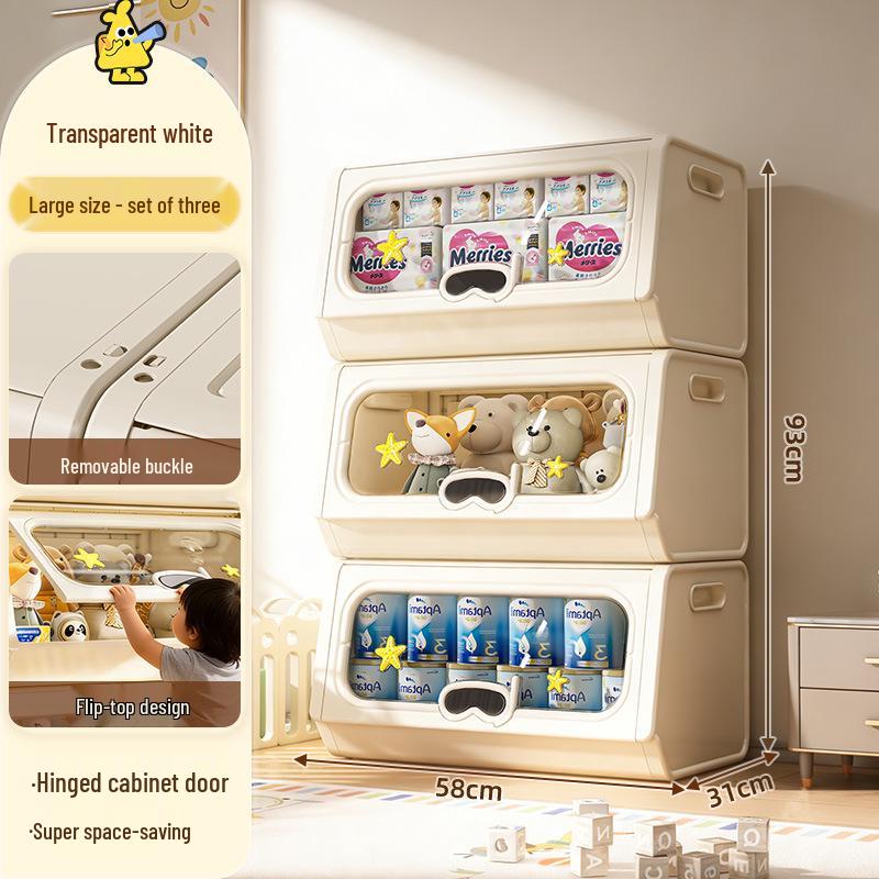 Living Room Large Capacity Plastic Storage Cabinet for Clothes, Snacks, and Toys