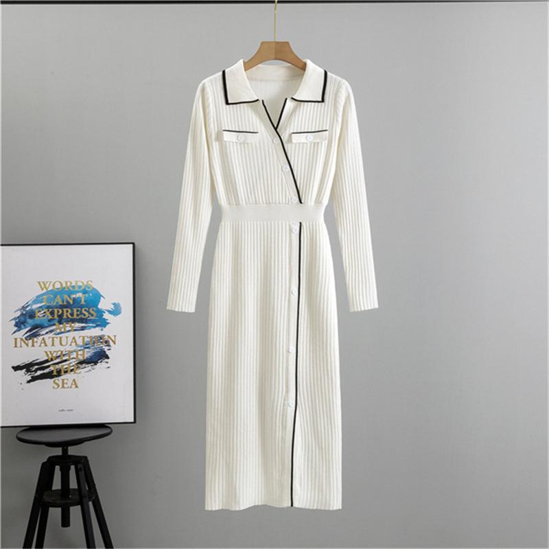 Autumn  High End Ladies' Knitted Dress With Temperament  Mid Length Skirt For Women