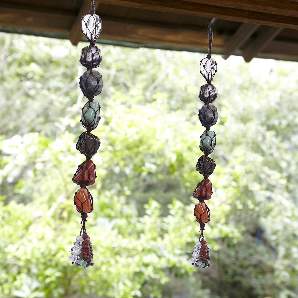 7 Colors Chakra Healing Crystals Gemstones Pendant Natural Stones Decor Hanging Car Home Ornament
