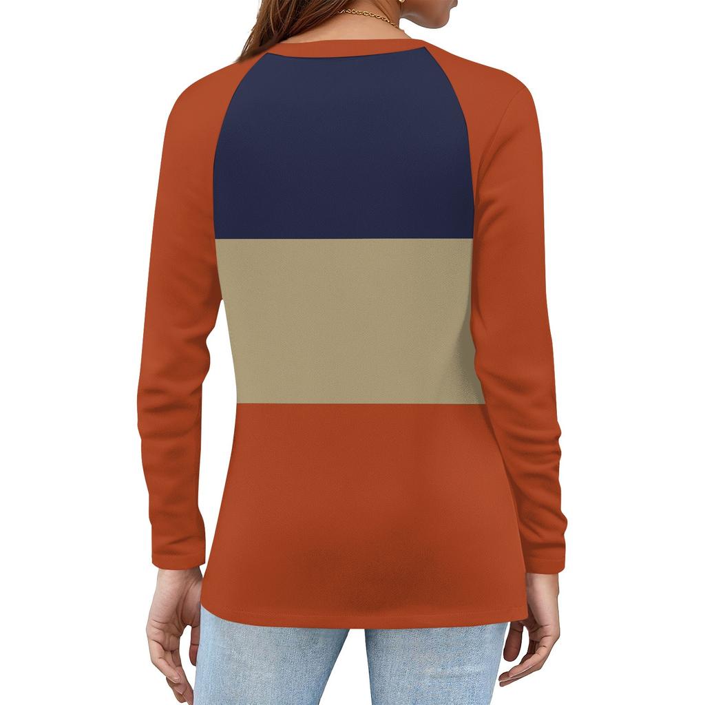 Camiseta de Mujer Estampada Botón Manga Larga Diario Fin de Semana Moda Básica Cuello en V Regular Top