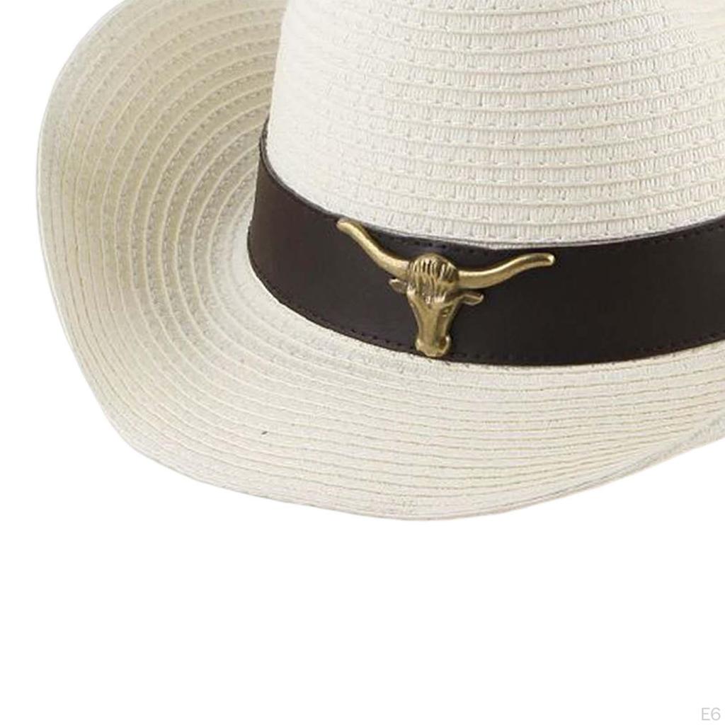 Classic Western Cowboy Hat Sun Cow Decorate Wide Brimmed Costume Unisex for Cowgirl Outdoor