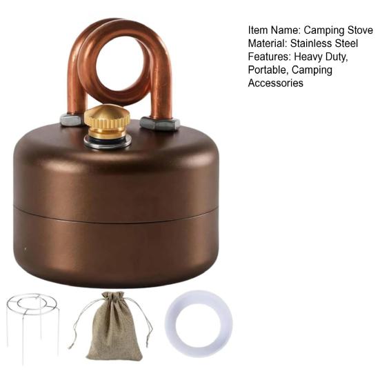 1 Set Portable Camping Stove with Stand, Storage Bag, Lightweight Stainless Steel Heater Burner, Mini Liquid Fuel Furnace for Outdoor
