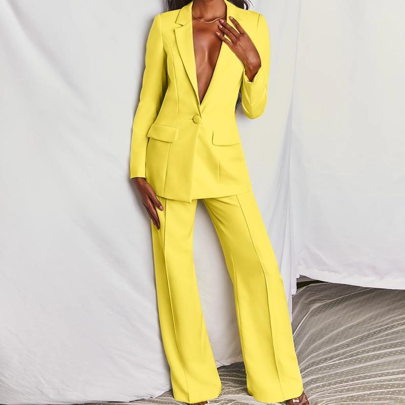 AutumnWomen's Fashion Elegant Long Sleeves Suit Straight-Leg Trousers Suit Already In Stock