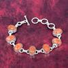 Orange Sea Sediment 925 Solid Sterling Silver Bracelet with Adjustable Chain, Handmade Gemstone Jewelry Bracelet For Memorial Day