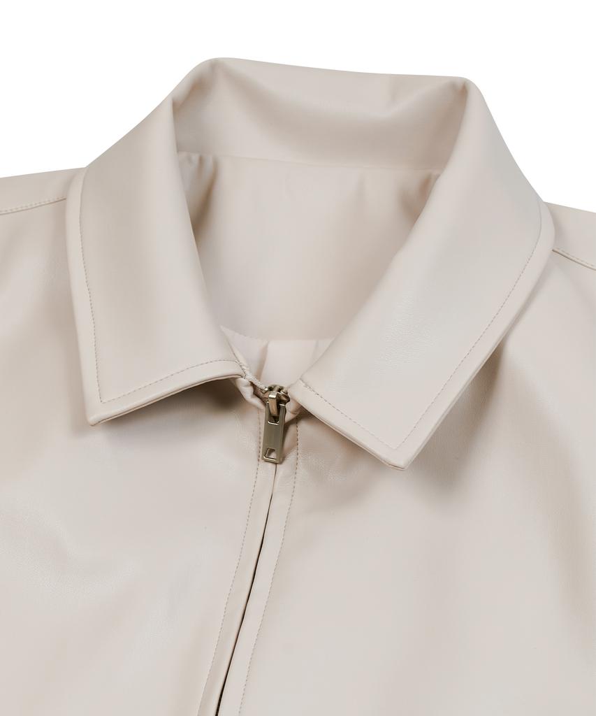 Ironyporno Whiteline 86-Iro347 Pocket Layered Leather Jacket Ivory