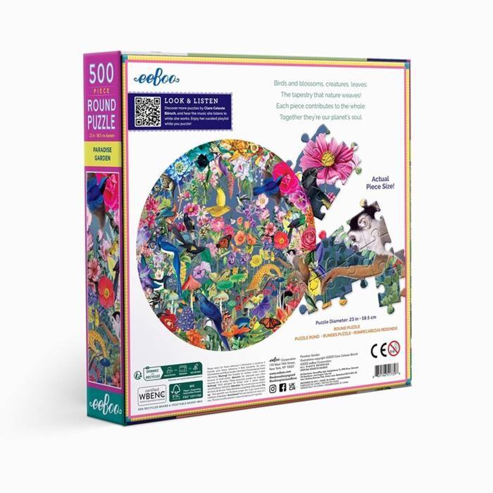 Puzzle 500 pièces - EEBOO - Eeboo Paradise Garden - Multicolore - 9 ans - Cartons recyclés